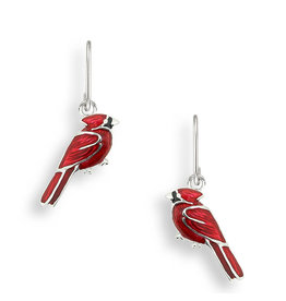 Nicole Barr Sterling Silver Red Cardinal Bird Wire Earrings