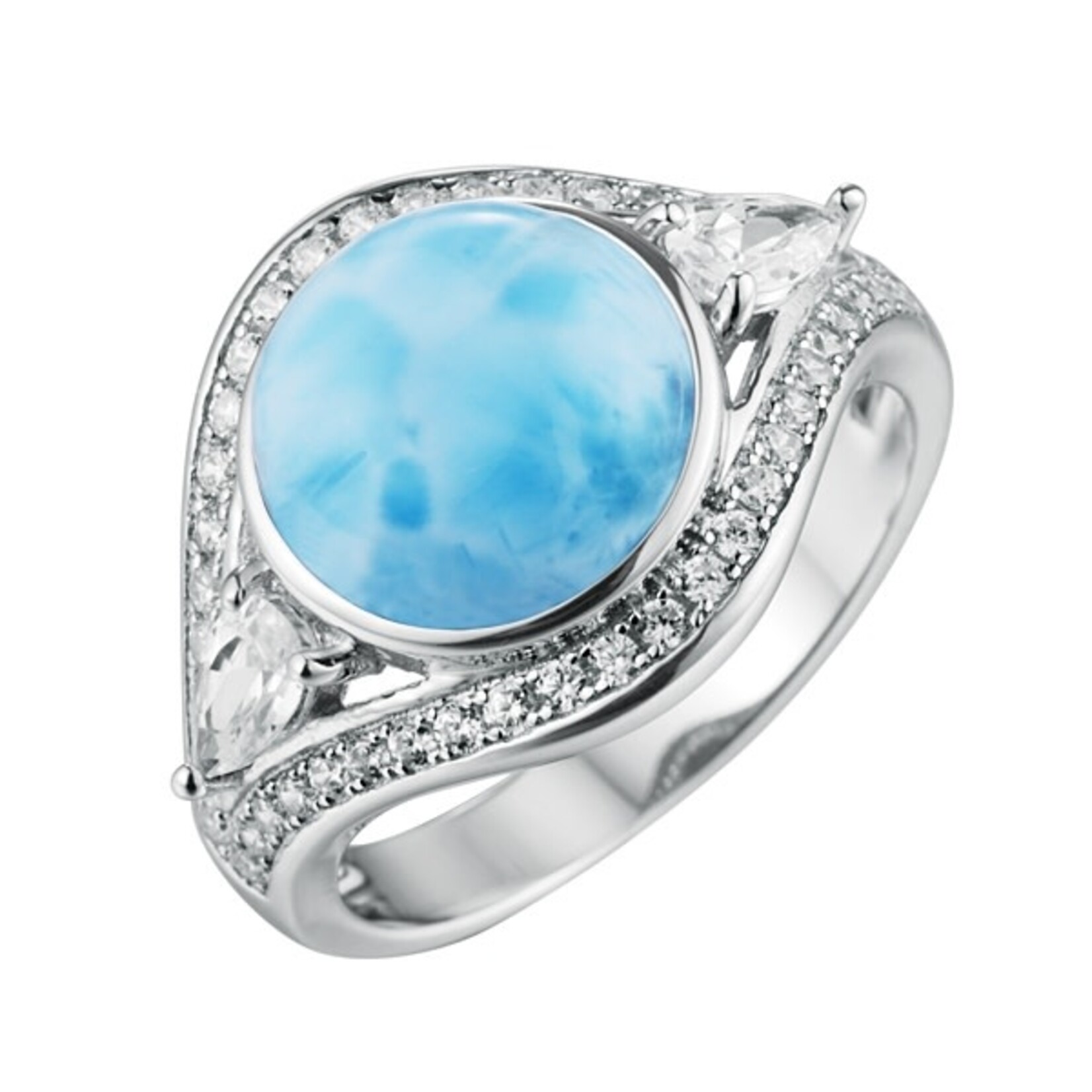 Alamea Sterling Silver CZ Larimar Ring