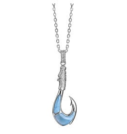 Alamea Sterling Silver Larimar Fish Hook Pendant