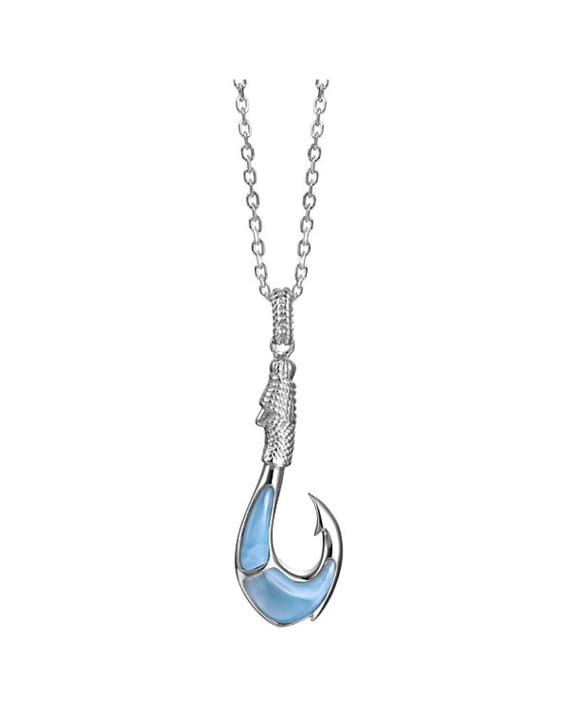 Sterling Silver Larimar Fish Hook Pendant - Blase DeNatale Jewelers