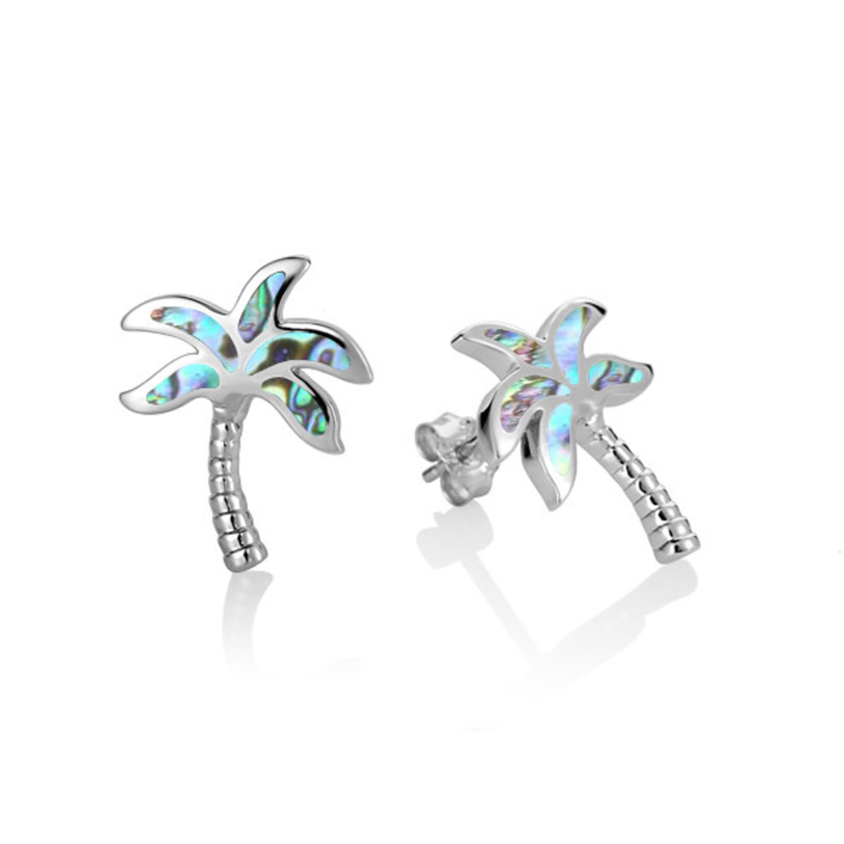 Alamea Sterling Silver Abalone Palm Tree Earrings