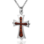 Alamea Sterling Silver Koa Wood Cross Pendant (Large)