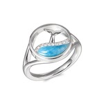 Alamea Sterling Silver CZ Larimar Whale Tail Ring