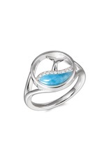 Alamea Sterling Silver CZ Larimar Whale Tail Ring
