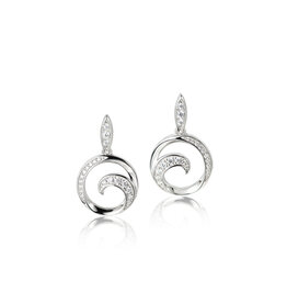 Alamea Sterling Silver CZ Wave Dangle Earrings