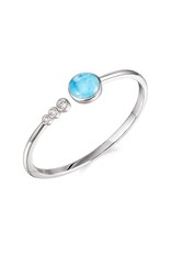 Alamea Sterling Silver CZ and Larimar Round Bangle