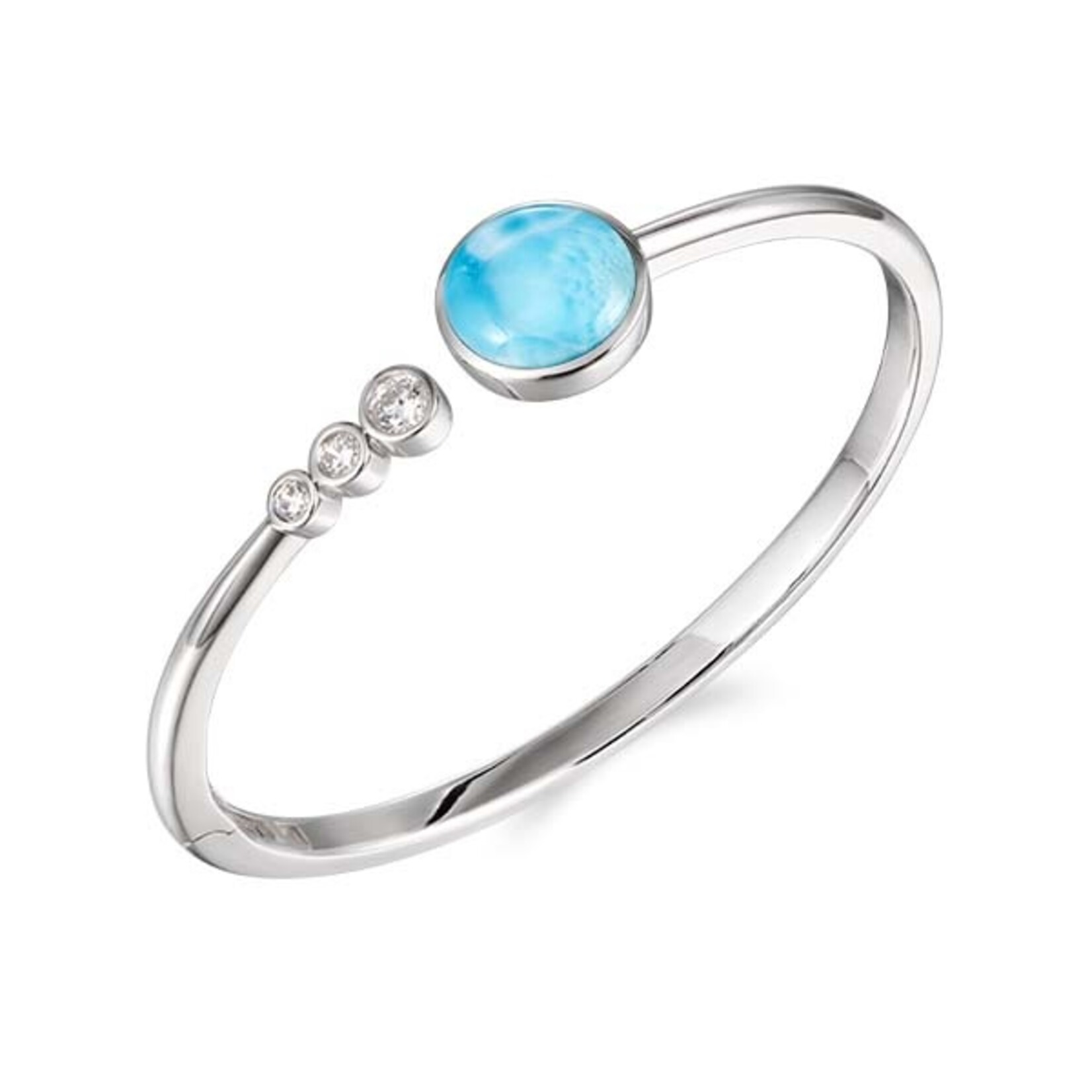 Alamea Sterling Silver CZ and Larimar Round Bangle