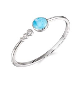 Alamea Sterling Silver CZ and Larimar Round Bangle