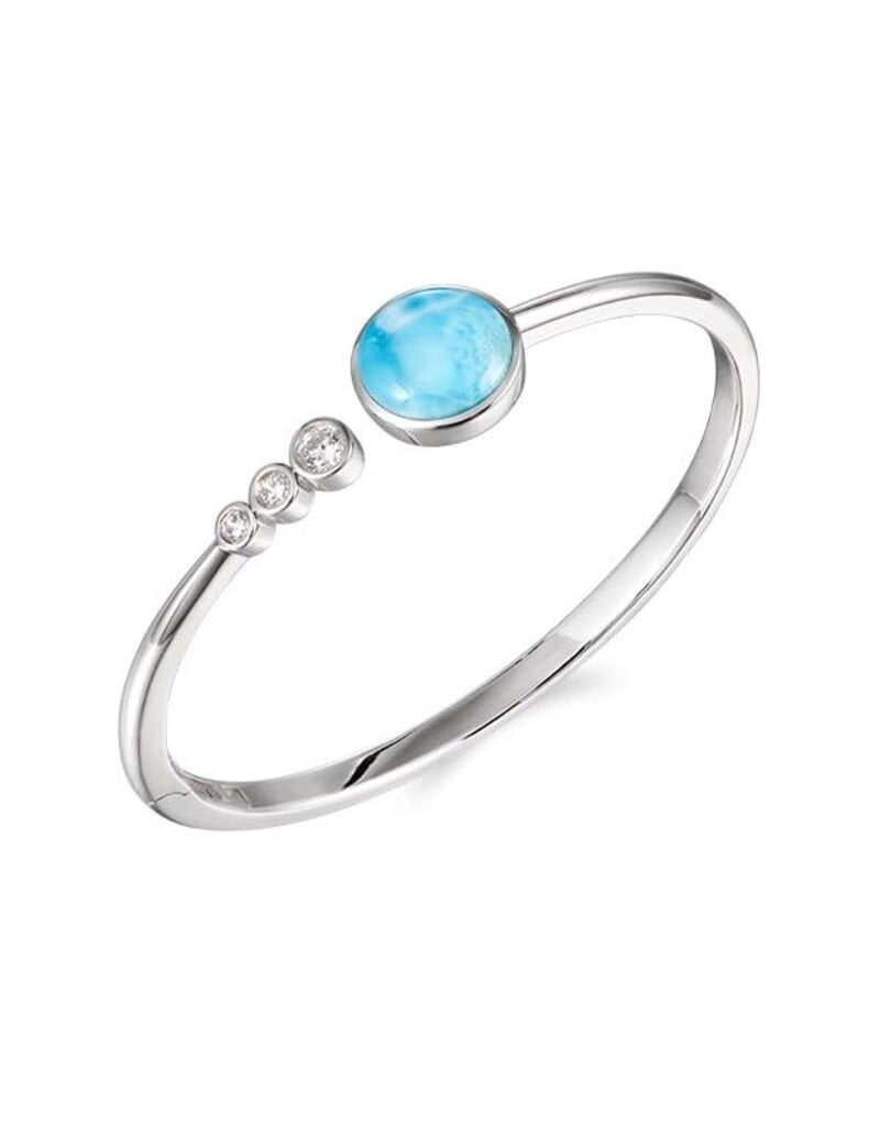 Alamea Sterling Silver CZ and Larimar Round Bangle