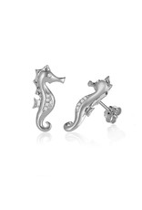 Alamea Sterling Silver CZ Seahorse Earrings