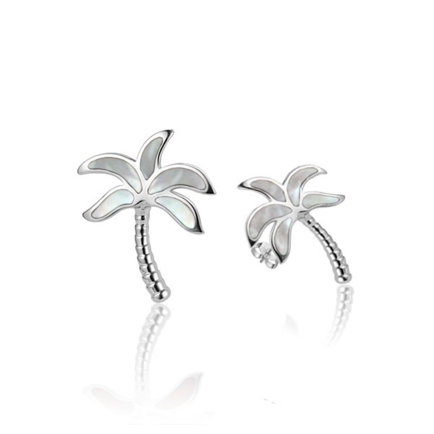Alamea Sterling Silver Mother of Pearl Palm Tree Earrings