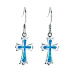 Alamea Alamea Sterling Silver Opal Cross Dangle Earrings