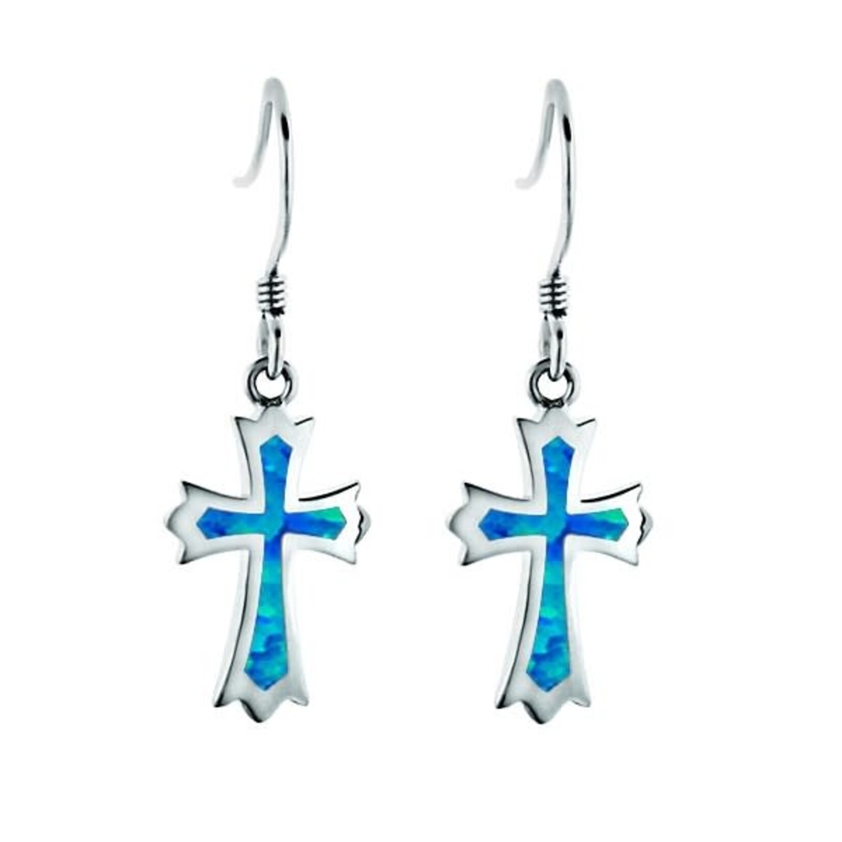Alamea Alamea Sterling Silver Opal Cross Dangle Earrings