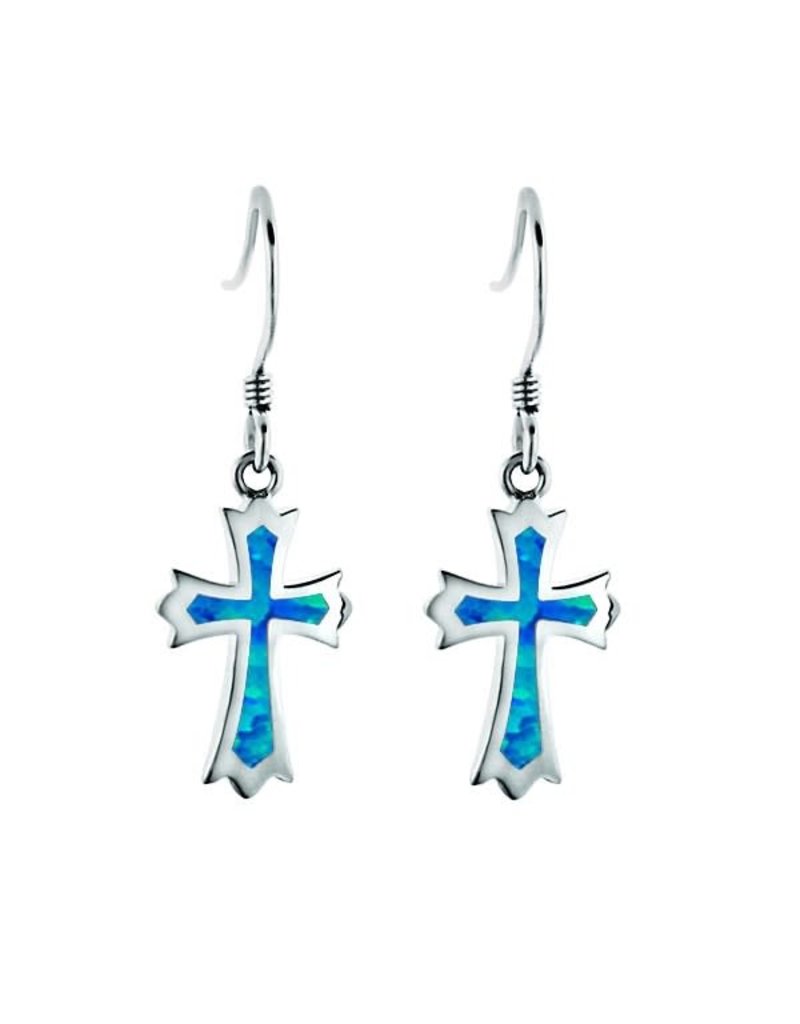 Alamea Sterling Silver Opal Cross Earrings