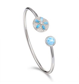 Alamea Sterling Silver CZ Larimar Sand Dollar Round Bangle