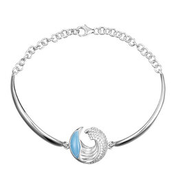 Alamea Sterling Silver CZ Larimar Wave Bracelet