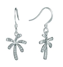 Alamea Sterling Silver CZ Palm Tree Dangle Earrings