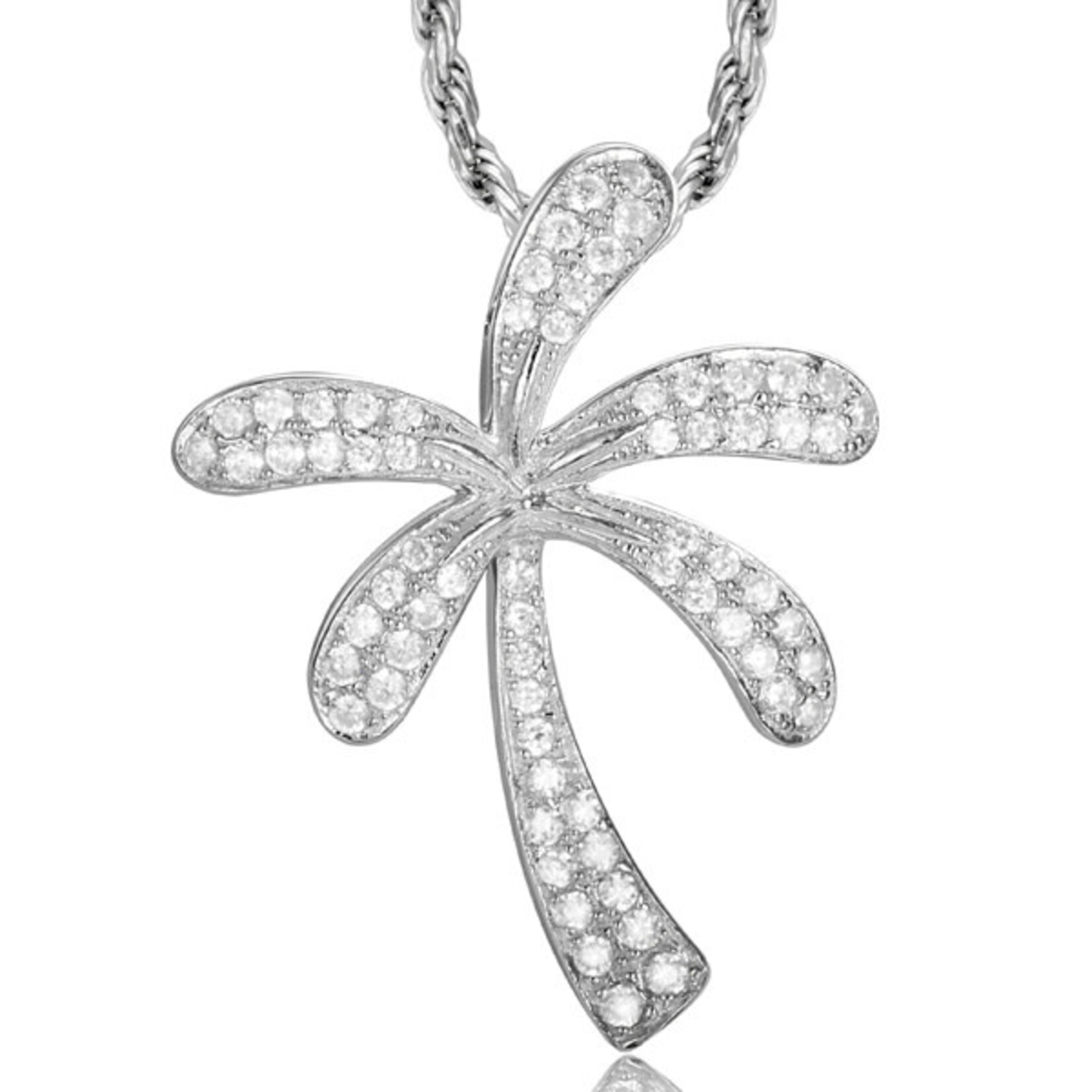 Alamea Sterling Silver Pave CZ Palm Tree Necklace