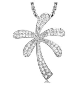 Alamea Sterling Silver Pave CZ Palm Tree Necklace