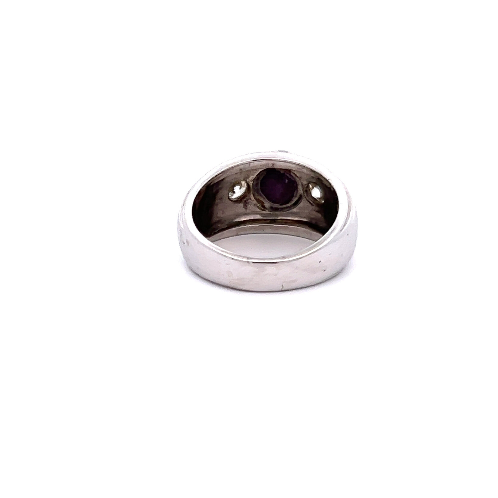 14 Karat White Gold Star Ruby and Diamond Ring 0.72 Total Diamond Weight