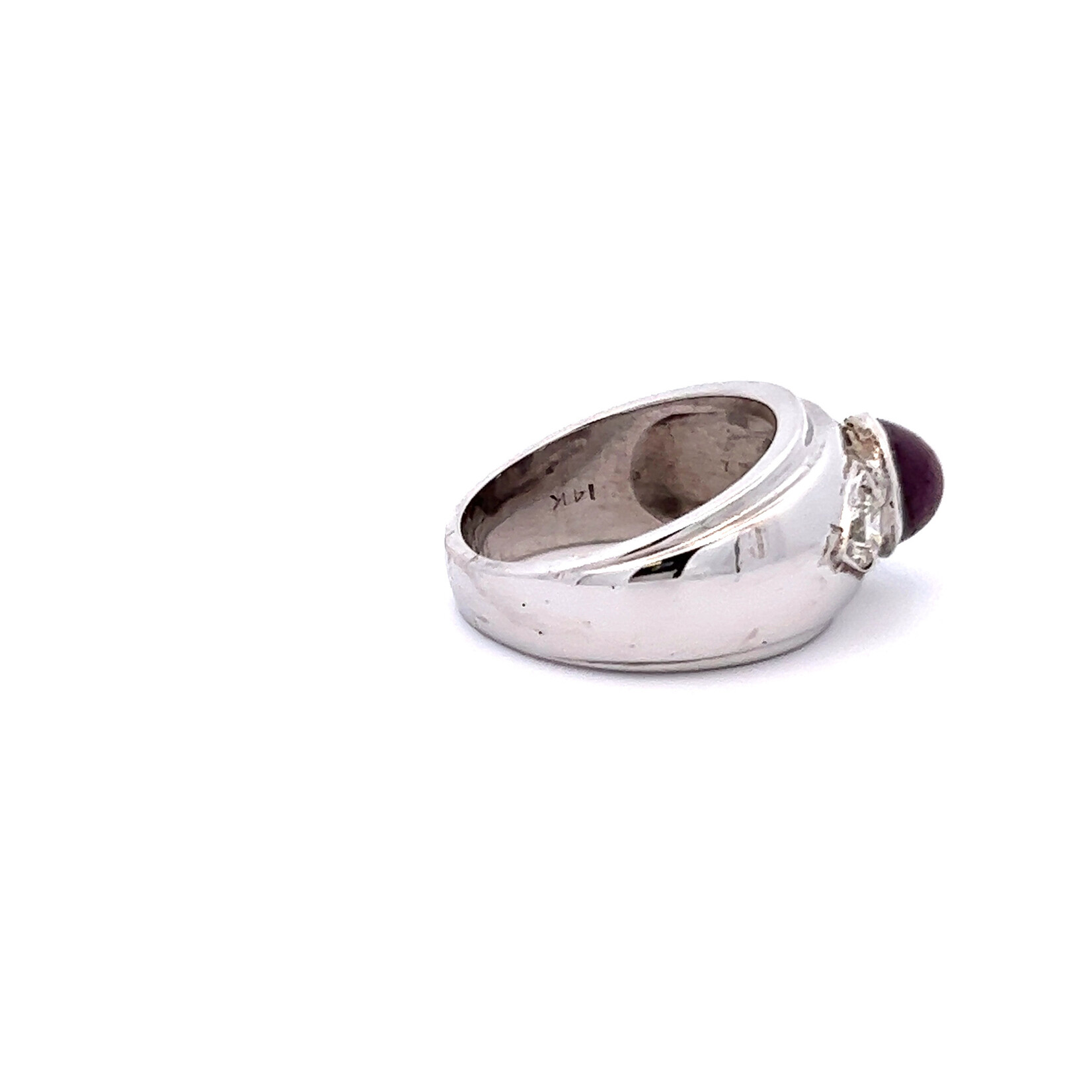 14 Karat White Gold Star Ruby and Diamond Ring 0.72 Total Diamond Weight
