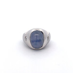 14 Karat White Gold Blue Star Sapphire 4.50 Total Carat Weight 2 Diamond 0.20 Total Diamond Weight AS IS