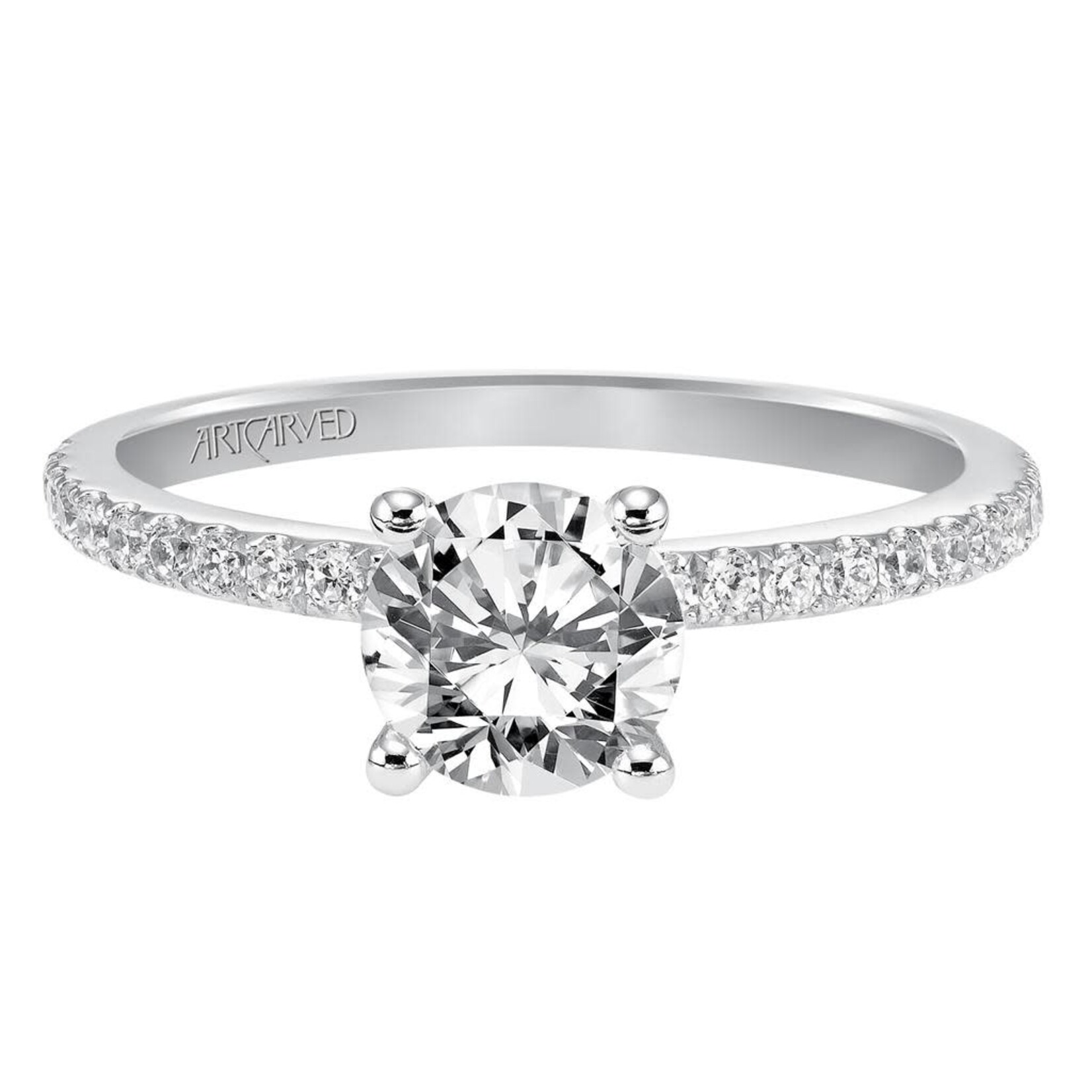 Art Carved Art Carved Sybil 31-V544 Classic Side Stone Diamond Engagement Ring with diamond collar