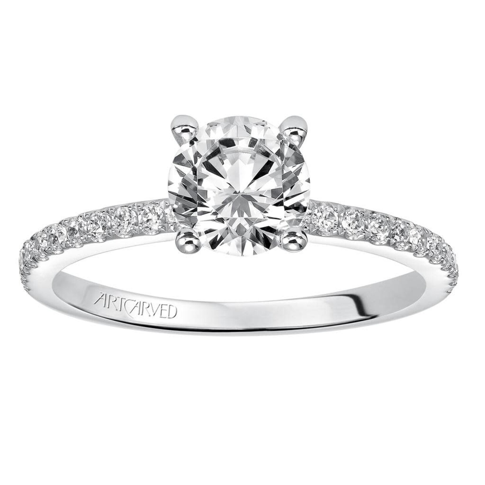 Art Carved Art Carved Sybil 31-V544 Classic Side Stone Diamond Engagement Ring with diamond collar