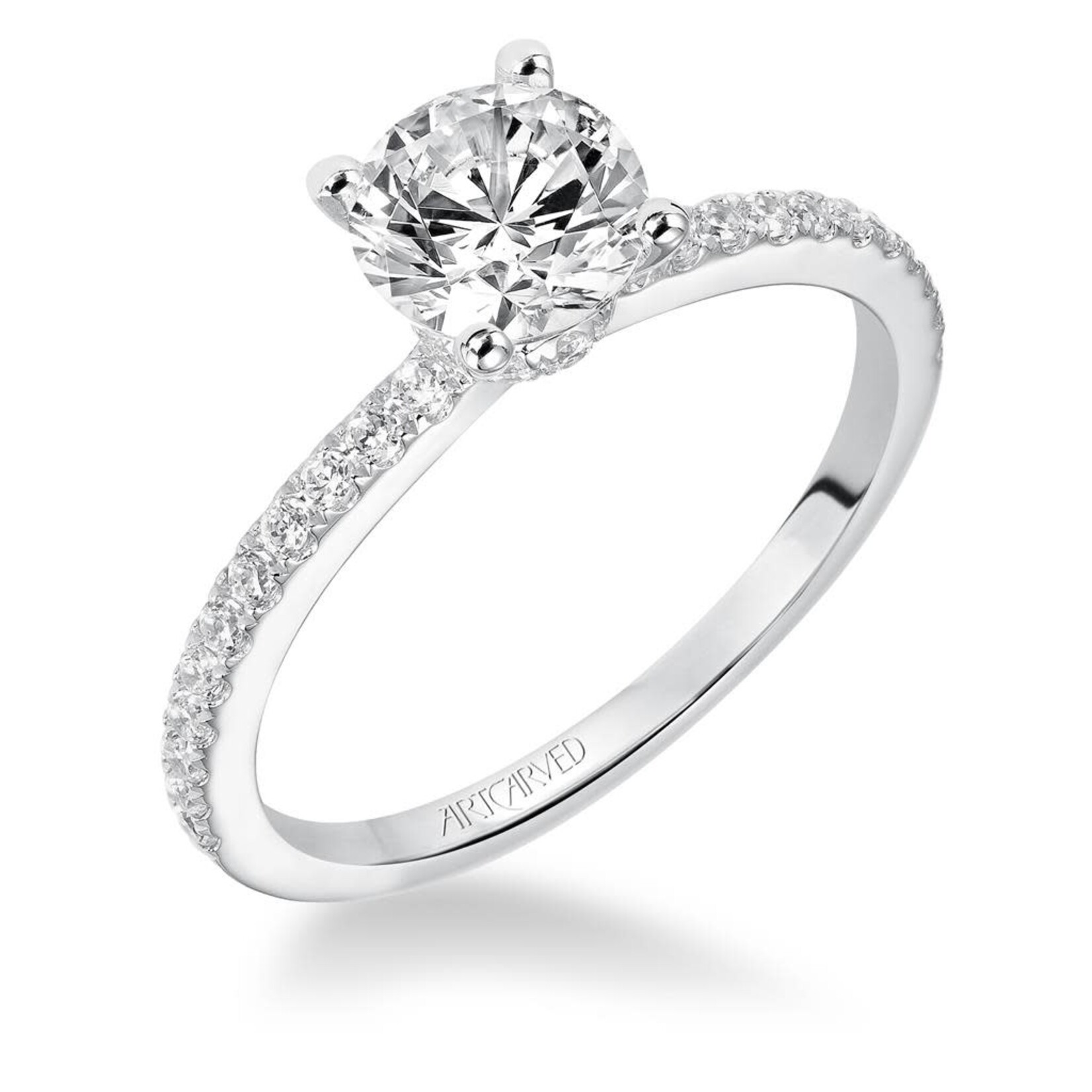 Art Carved Art Carved Sybil 31-V544 Classic Side Stone Diamond Engagement Ring with diamond collar