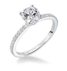 Art Carved Sybil Classic Side Stone Diamond Engagement Ring with diamond collar