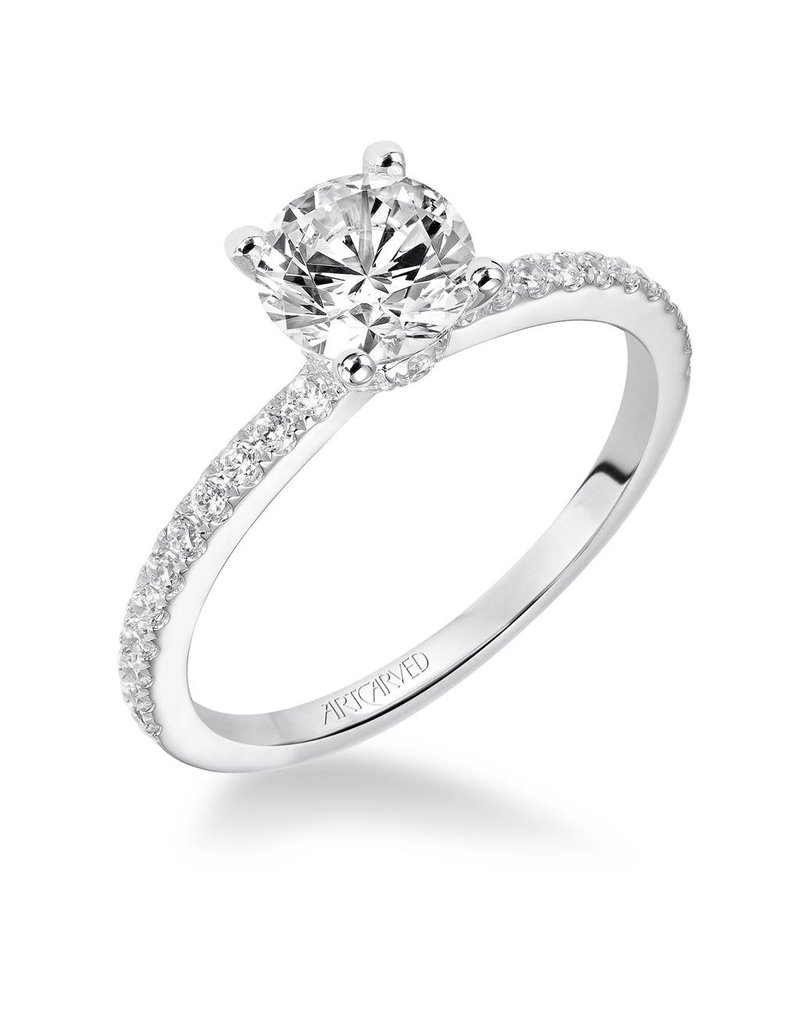 Art Carved Art Carved Sybil 31-V544 Classic Side Stone Diamond Engagement Ring with diamond collar