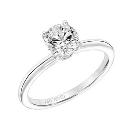 Art Carved Hidden Halo Diamond Solitaire Engagement Ring