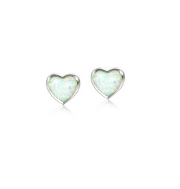 Alamea Sterling Silver Heart-Shaped 8MM Opal Studs