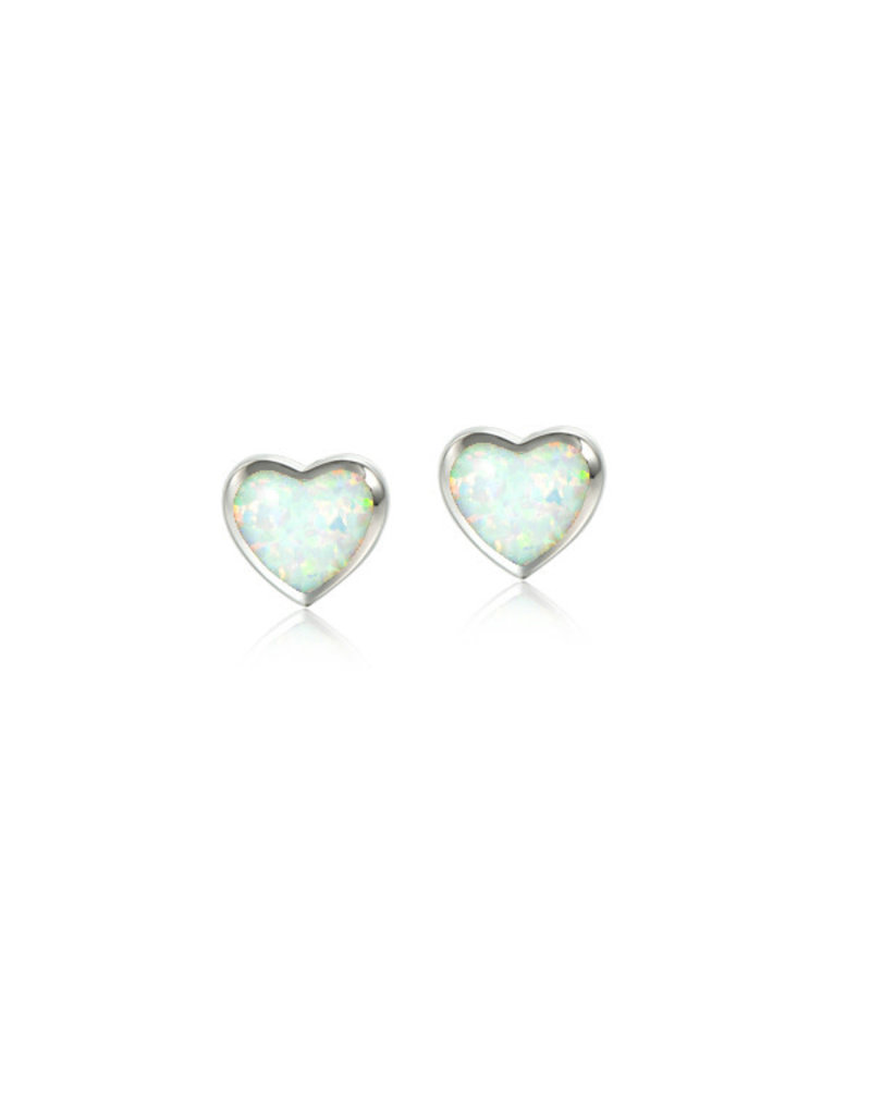 Alamea Sterling Silver Heart-Shaped 8MM Opal Studs