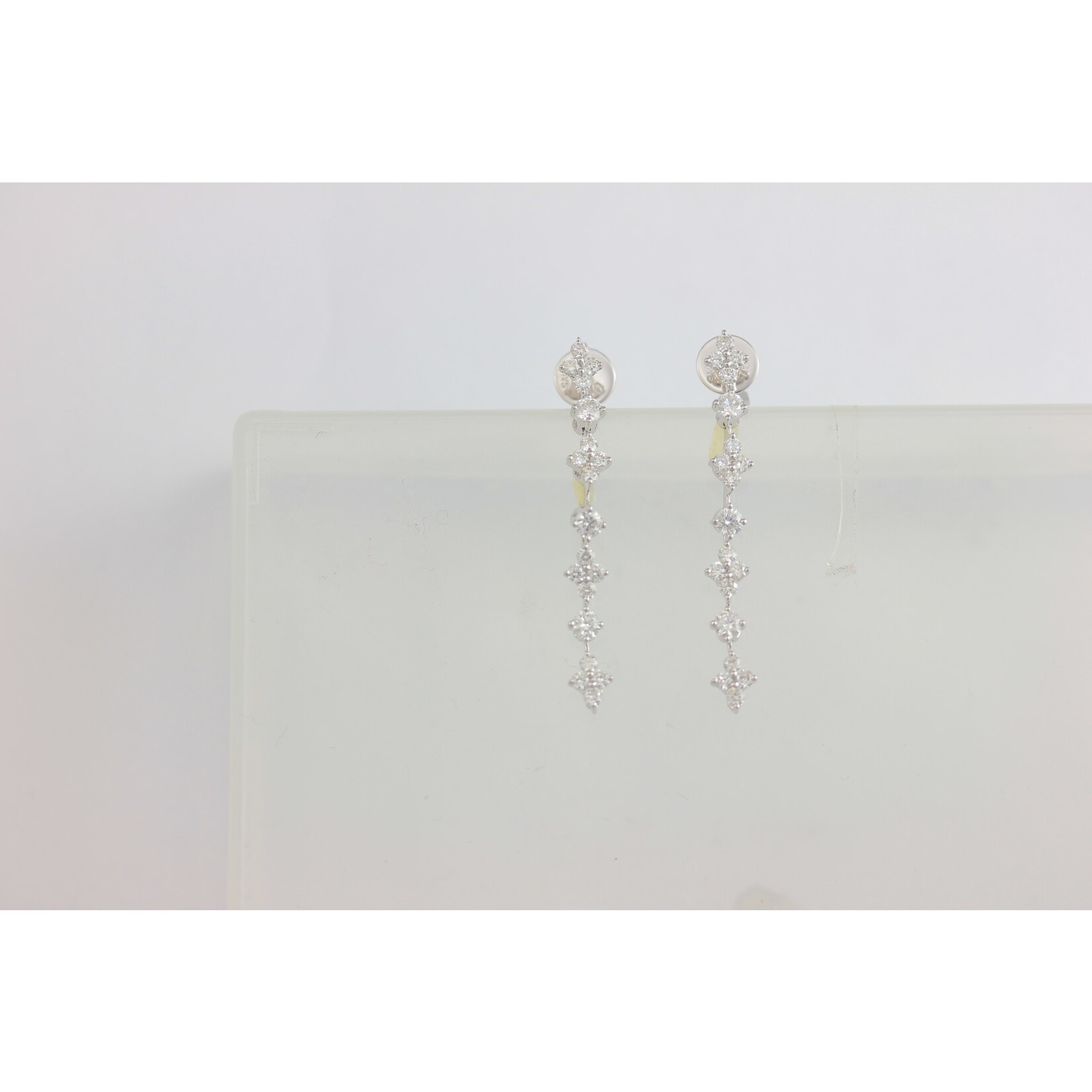 Frederic Sage 14 karat white gold diamond dangle journey earrings 1.16ctw