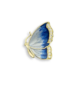 Nicole Barr 18 Karat Yellow Gold and Diamond Blue Butterfly Pendant
