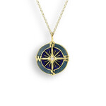 Nicole Barr 18 Karat Yellow and Diamond Blue Compass Rose Pendant
