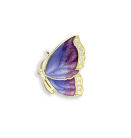 Nicole Barr 18 Karat Yellow Gold and Diamond Purple Butterfly Pendant