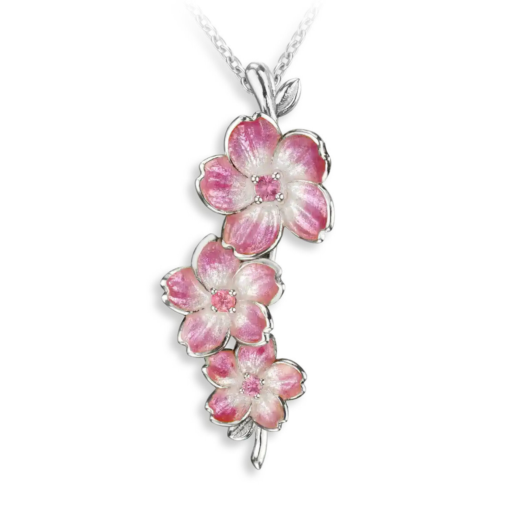 Nicole Barr Sterling Silver Pink Sapphire Pink Cherry Blossom Necklace