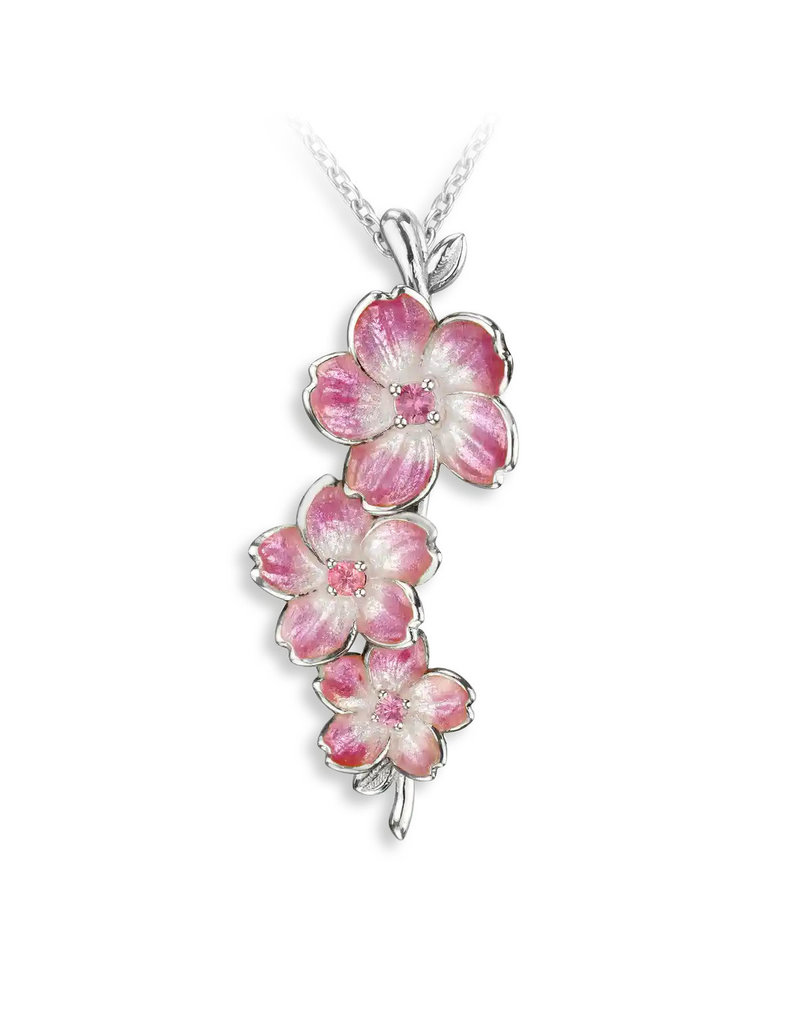 Nicole Barr Sterling Silver Pink Sapphire Pink Cherry Blossom Necklace