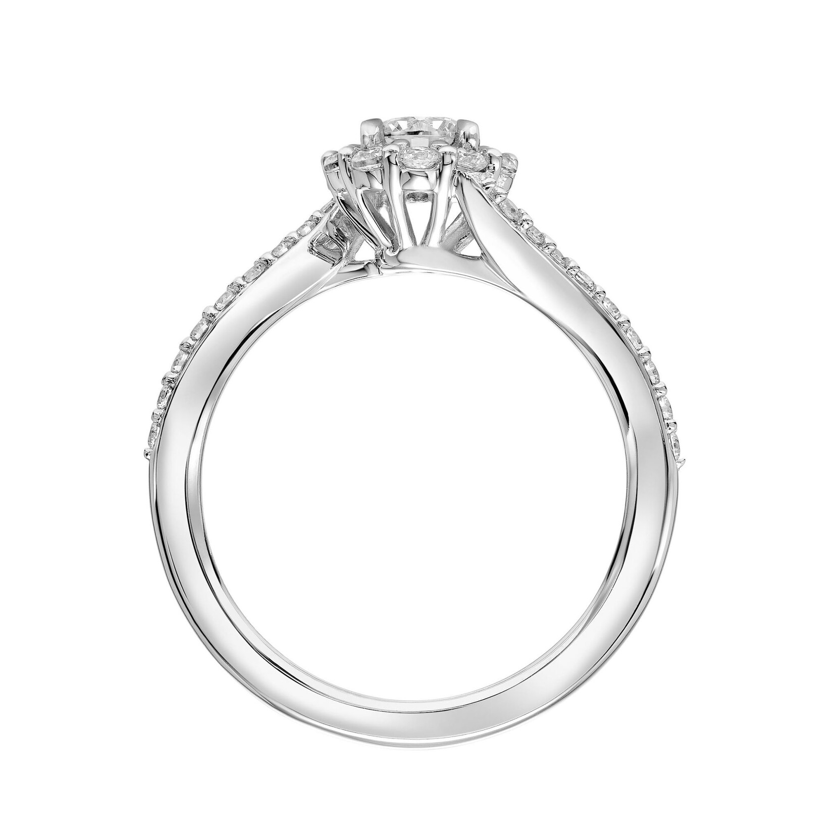 Art Carved Bypass Diamond Halo Engagement Ring