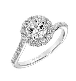 Art Carved Bypass Diamond Halo Engagement Ring
