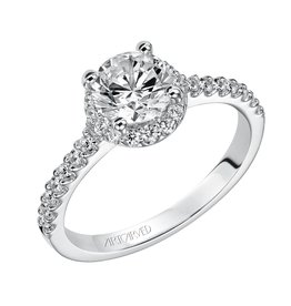 Art Carved Classic Halo Engagement Ring with Diamond Accented Shank #31-V324ERW