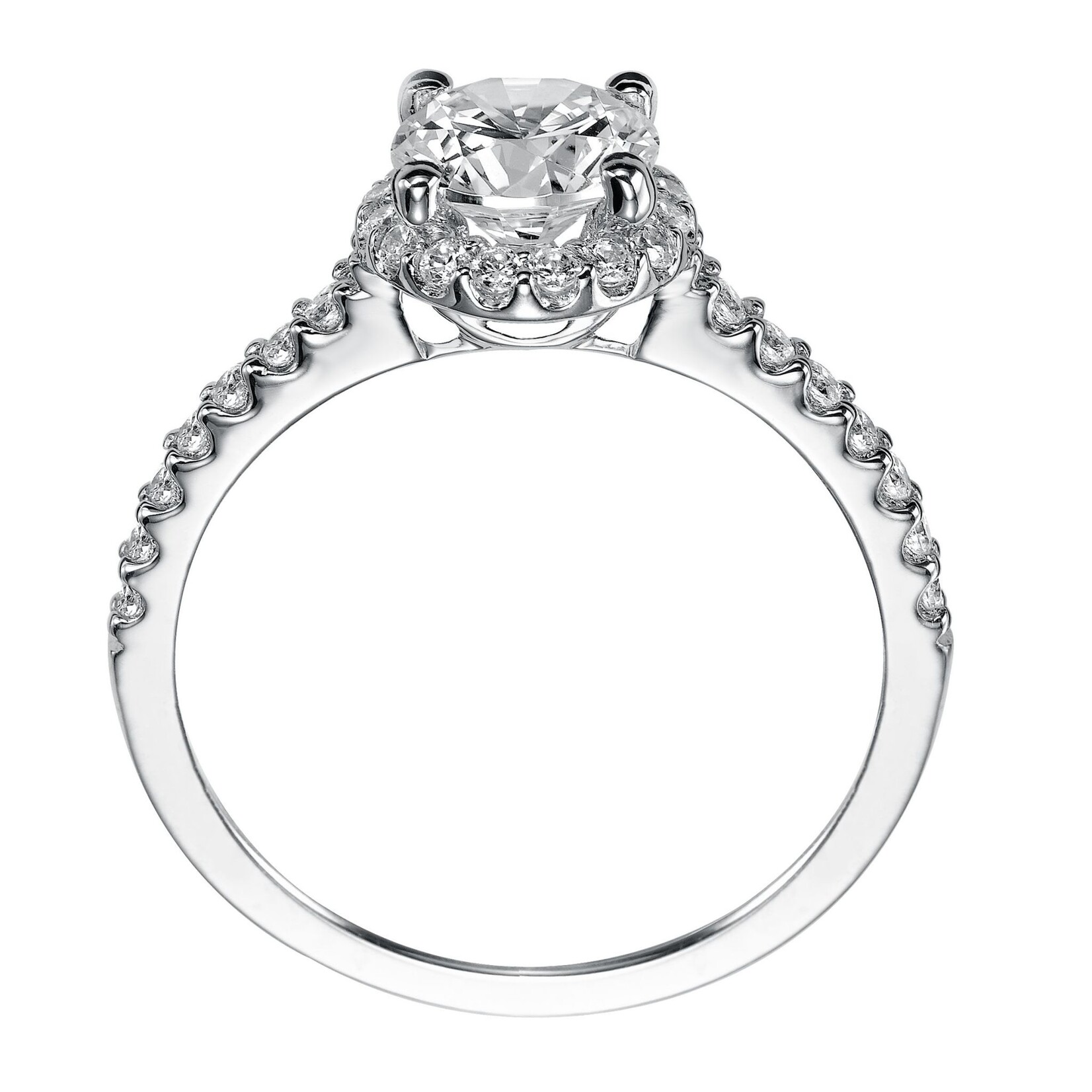 Art Carved Classic Halo Engagement Ring with Diamond Accented Shank #31-V324ERW