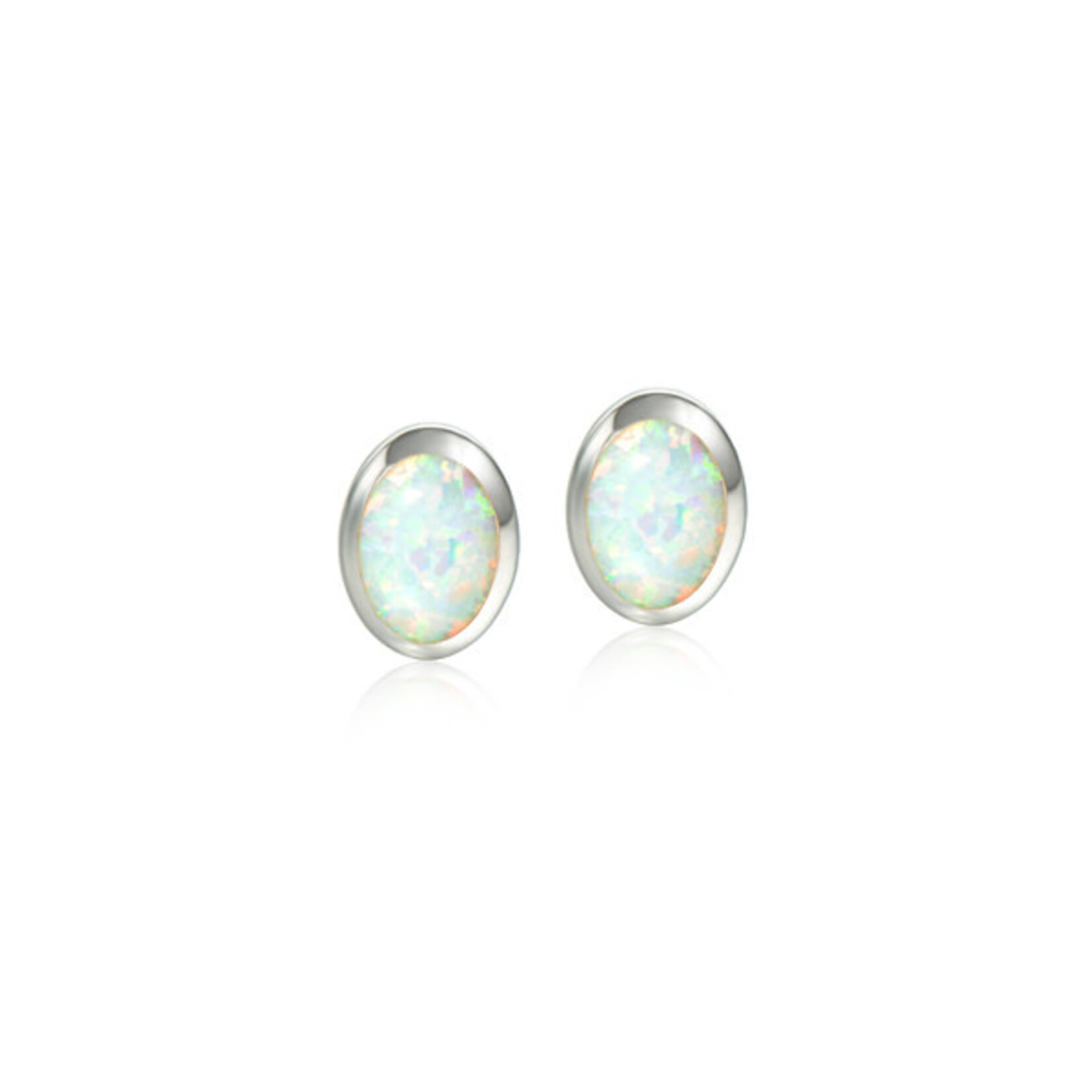Alamea Alamea 5 mm Sterling Silver Oval Opal Stud Earrings