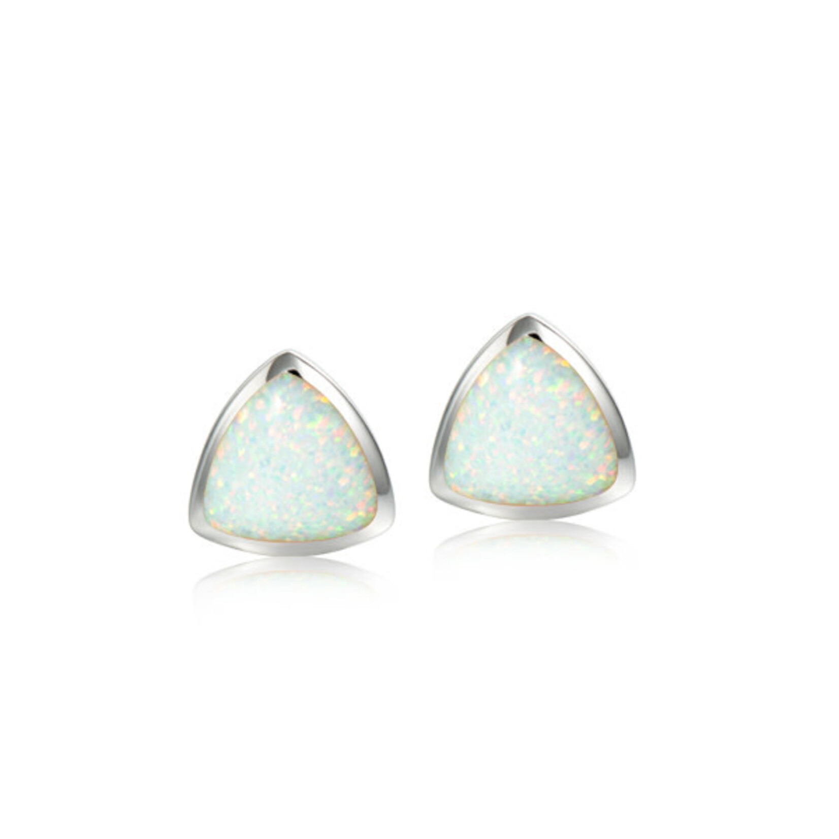Alamea Alamea 10 mm Sterling Silver Triangle Opal Stud Earrings