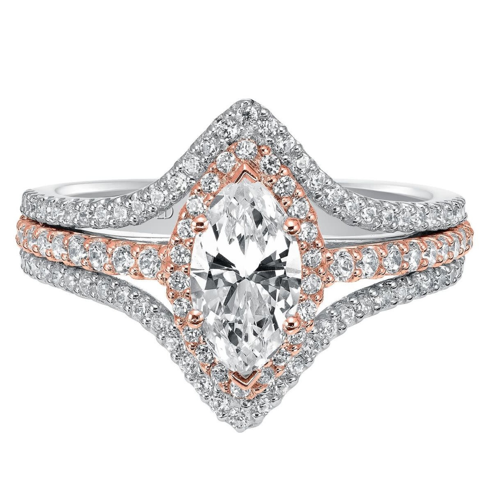 Art Carved Art Carved Contemporary Double Marquise Halo Engagement Ring  #31-V549