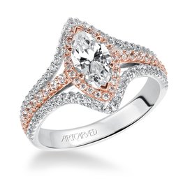 Art Carved Contemporary  Double Marquise Halo Engagement Ring