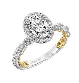 Art Carved Lyric Collection Contemporary Oval Halo Twist Diamond Engagement Ring