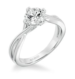 Art Carved Contemporary Twist Split-Shank Solitaire Engagement Ring